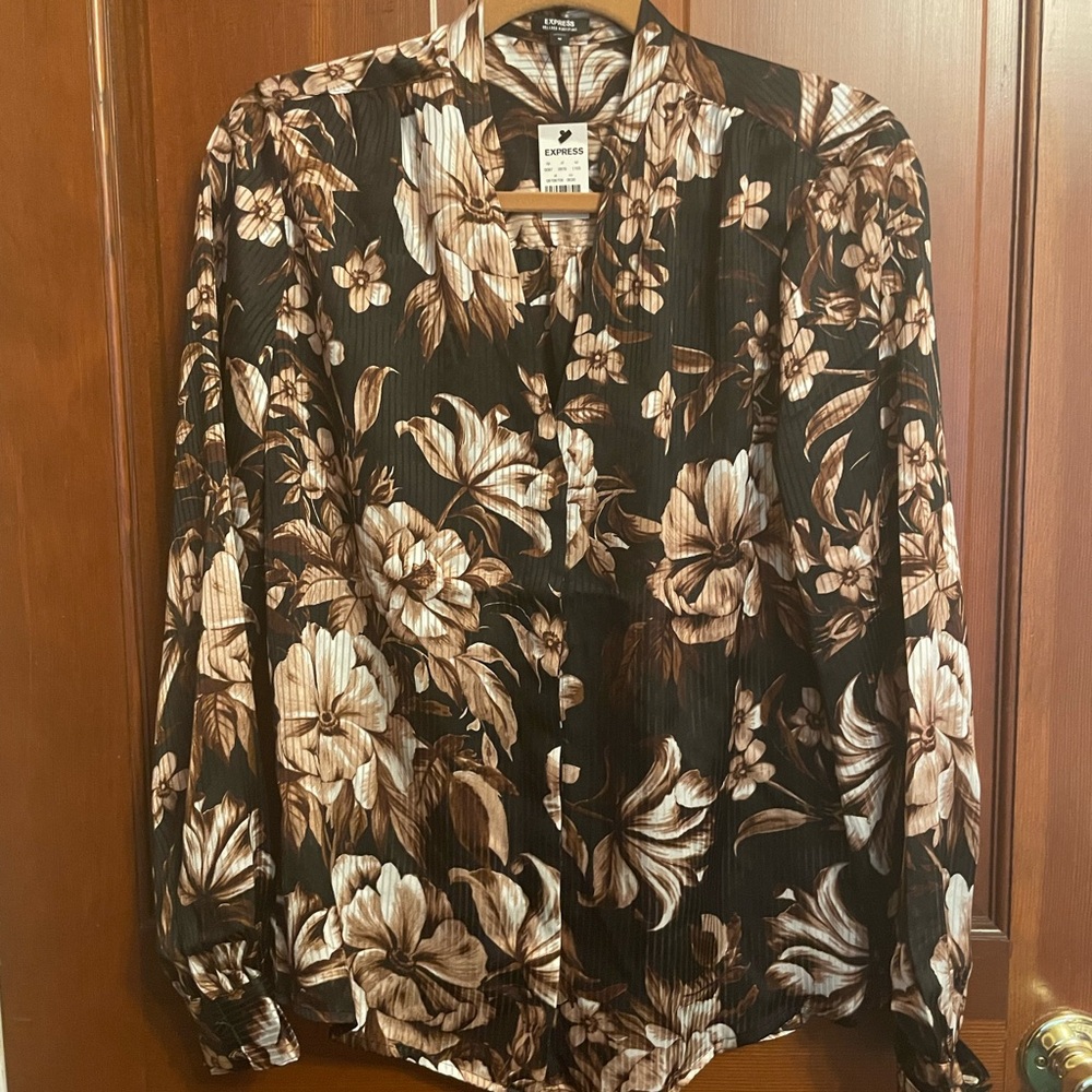 EXPRESS Brown Floral Blouse